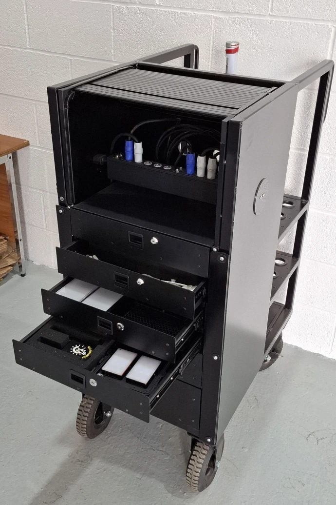 Studio charging Cart, bespoke cart, Film and TV production