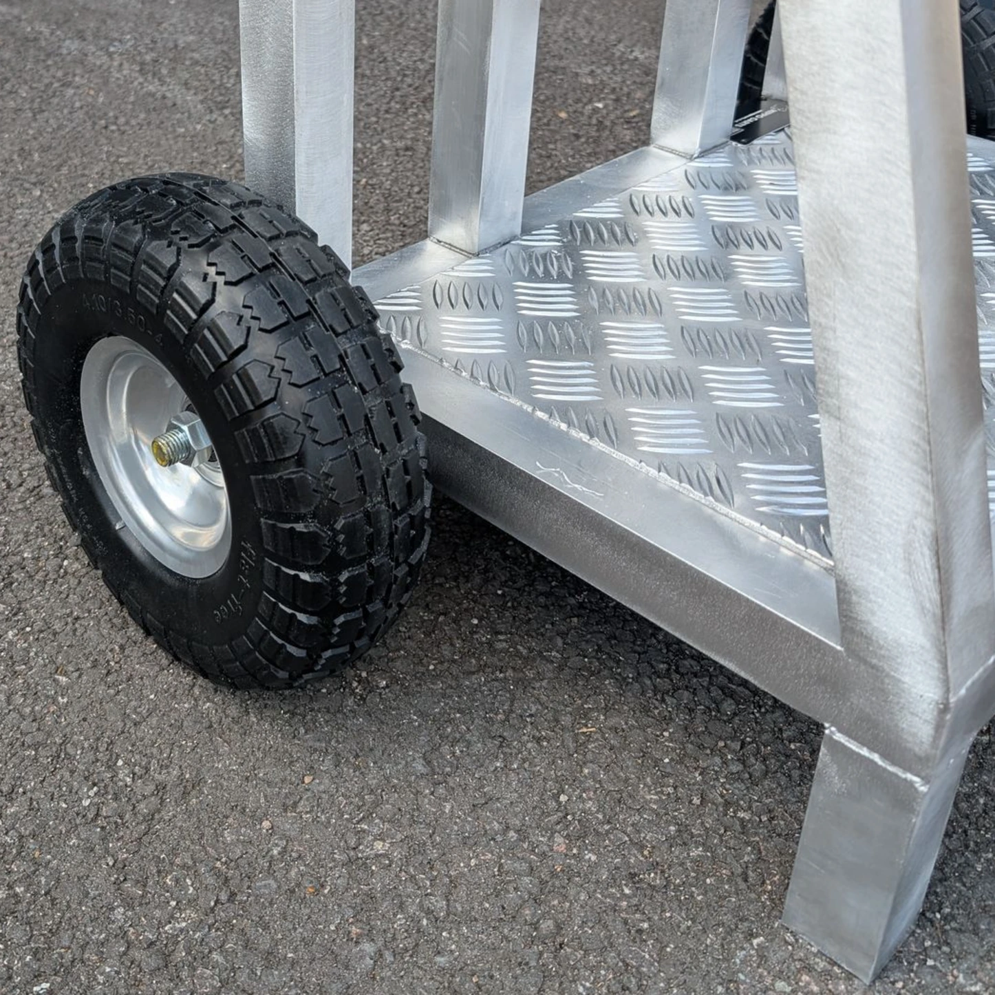 Laser welds on a Hippo Sand Bag Cart 